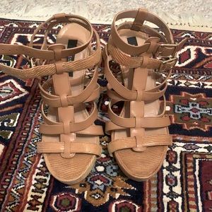 Brown Strappy Wedge Ann Taylor Heels